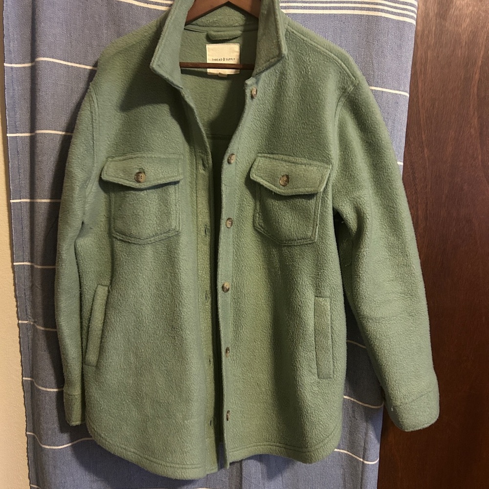 Teal Green Fleece Shacket/Jacket